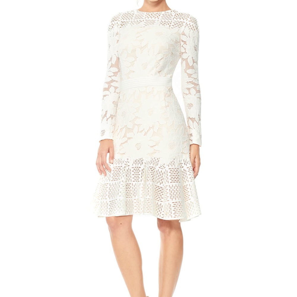 Tadashi Shoji Yame dress white long sleeve bridal formal‎ size 6